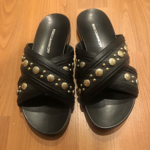 Rebecca Minkoff Tori Studded Slide Sandals - Picture 1 of 2